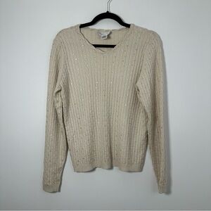 Vintage Pendleton Women’s Silk Cashmere Blend Sequin Beige Cardigan Size M